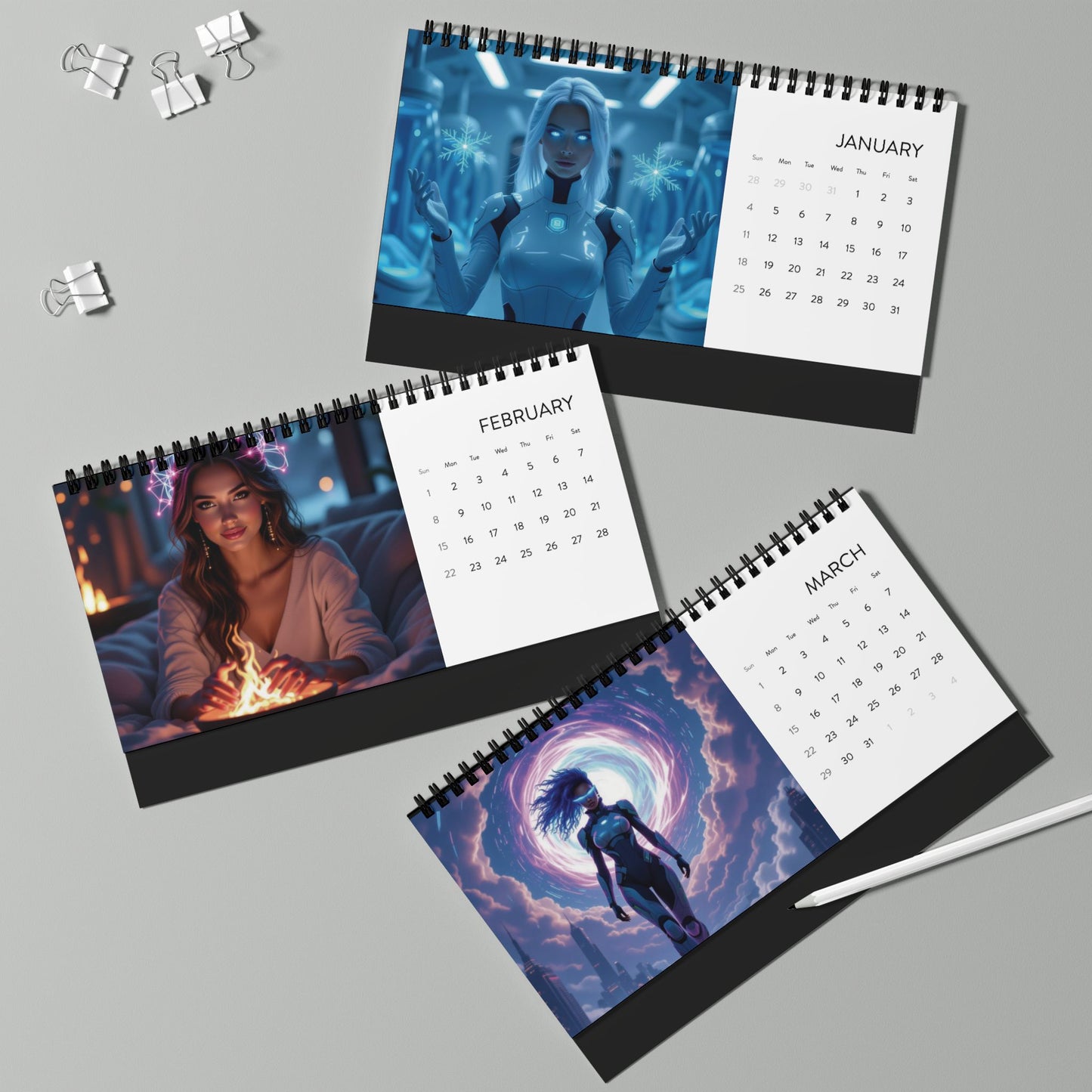 Desktop Calendar - Futuristic Archetypes 2026