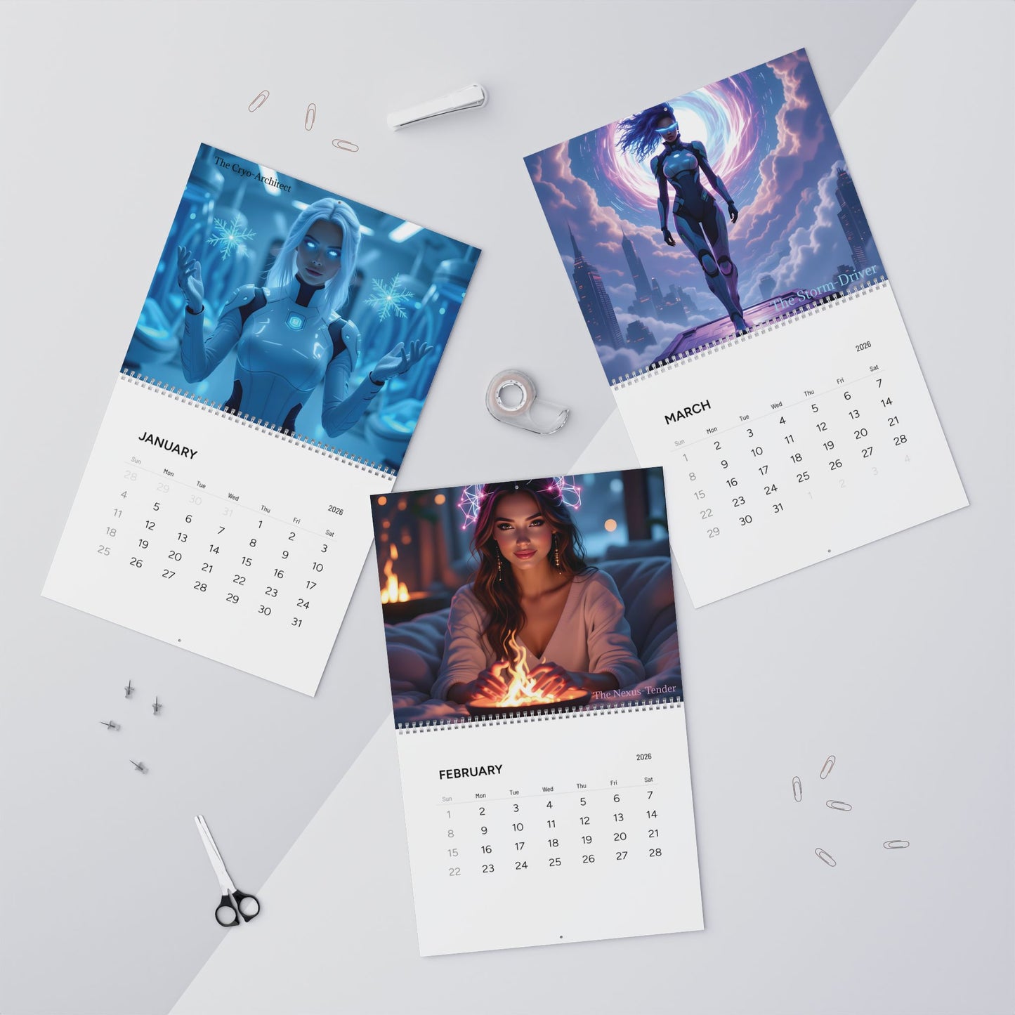 2026 Sci‑Fi Tech Wall Calendar — Futuristic AI & Data Visualization Monthly Planner