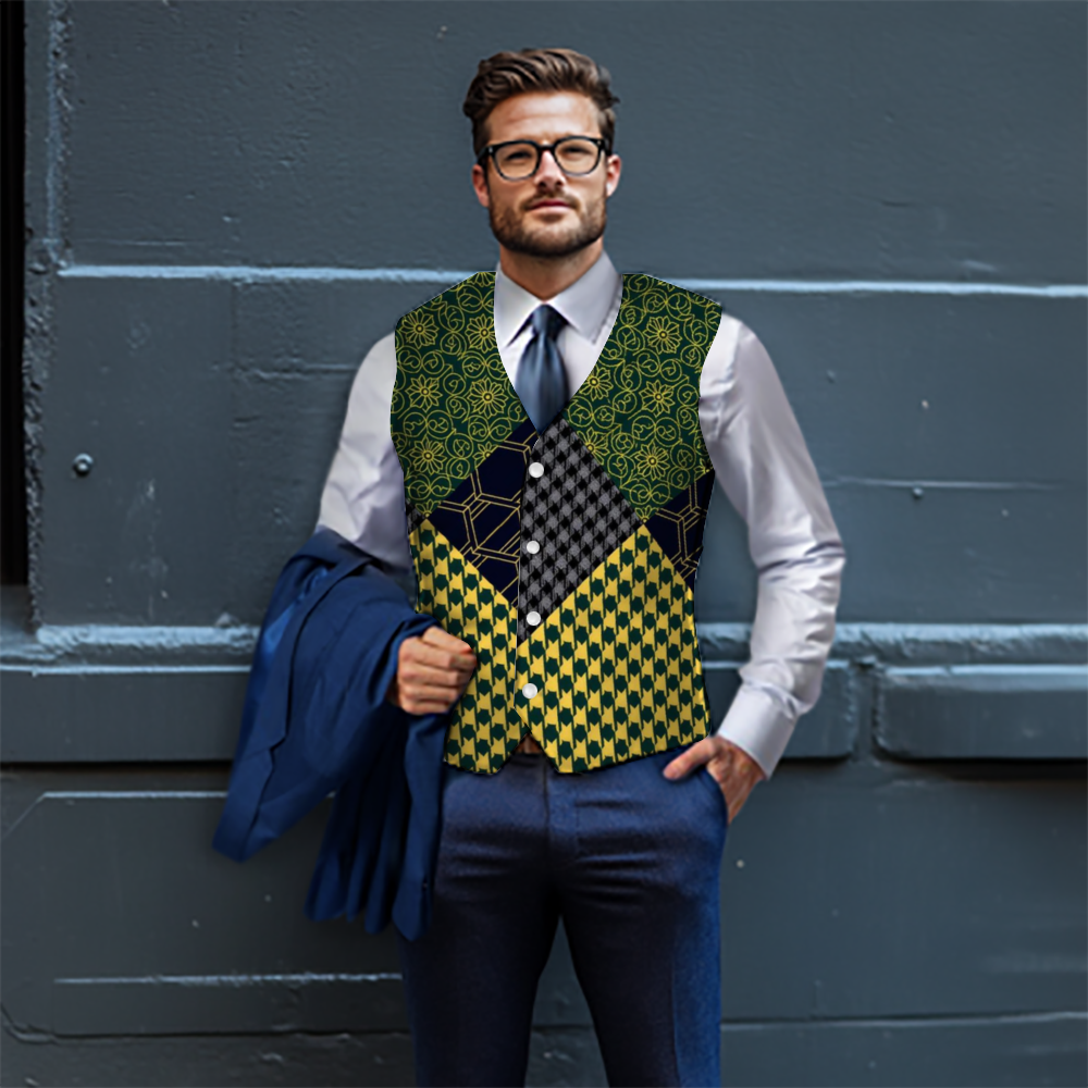 SHUS Brand's All Over Print Men Suit Vest