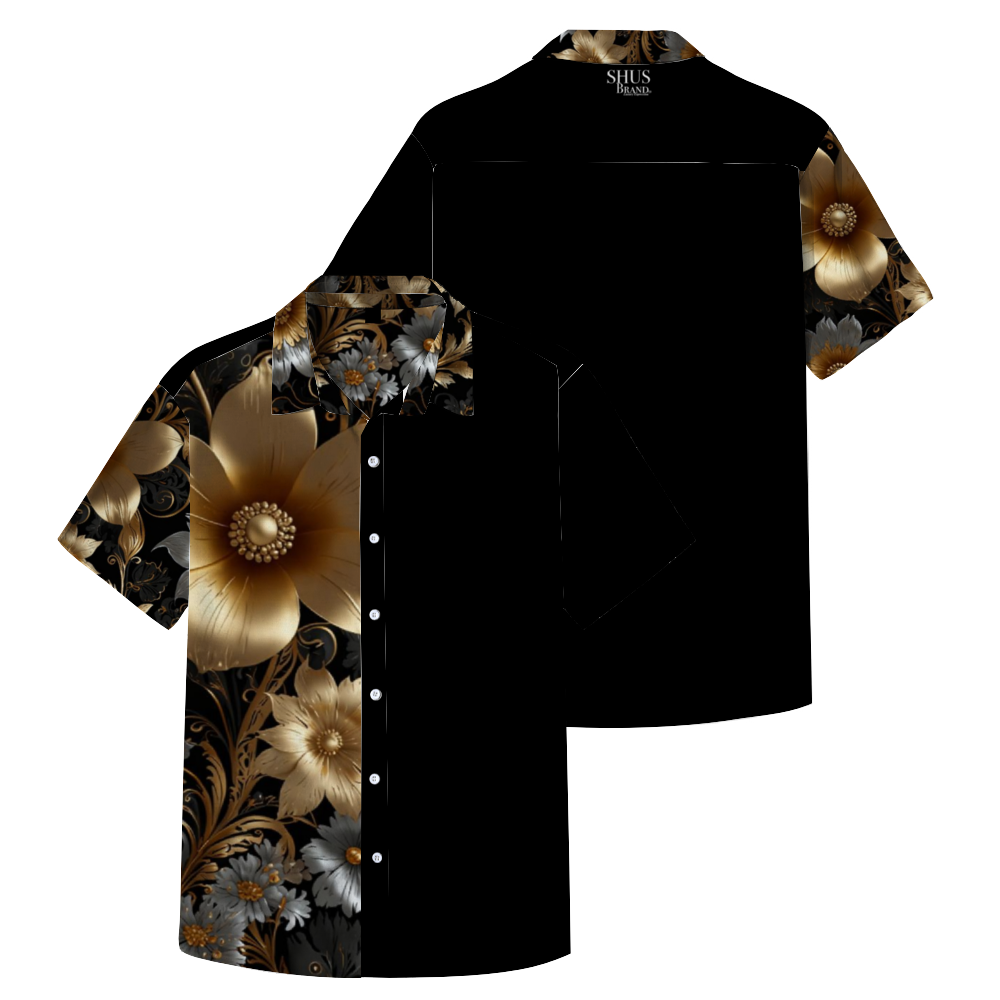 SHUS Brand Luxury Men's All Over Print Cotton Shirt Comfortable and Stylish T-Shirt