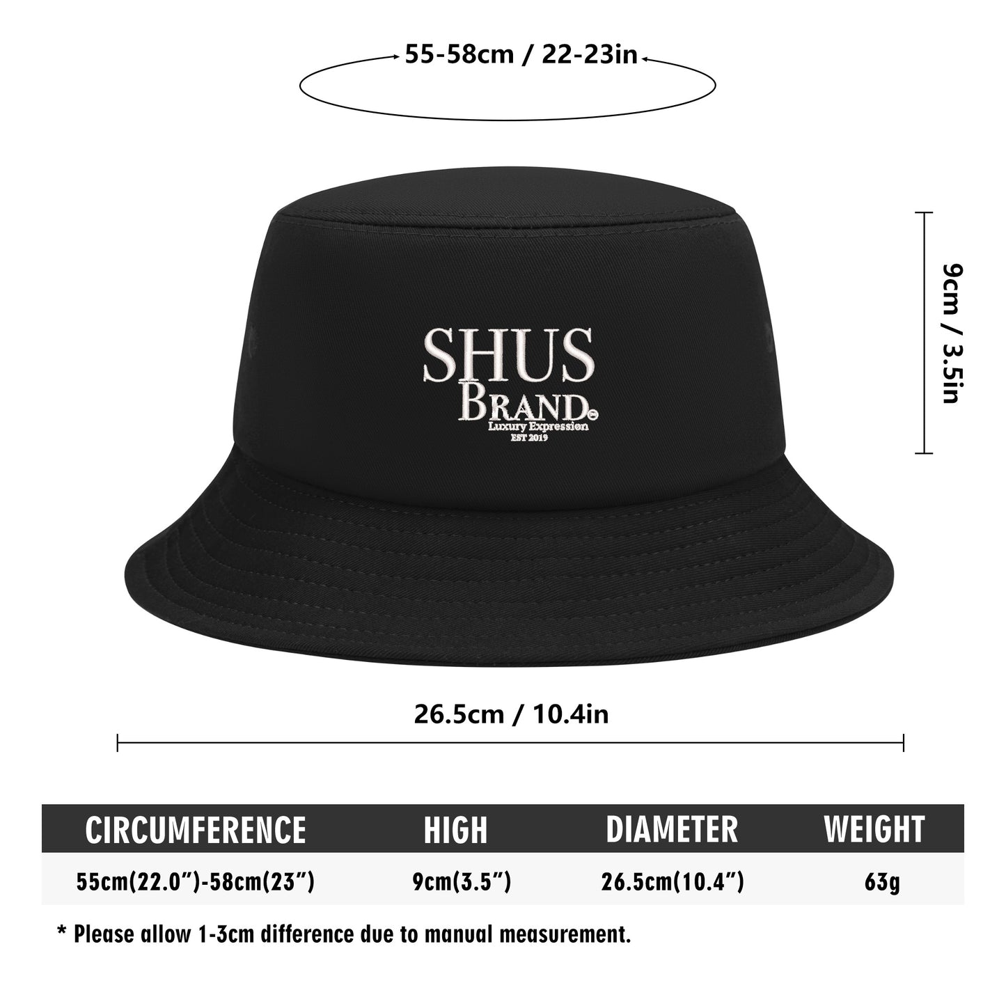 SHUS Brand luxury Embroidered Bucket Hats