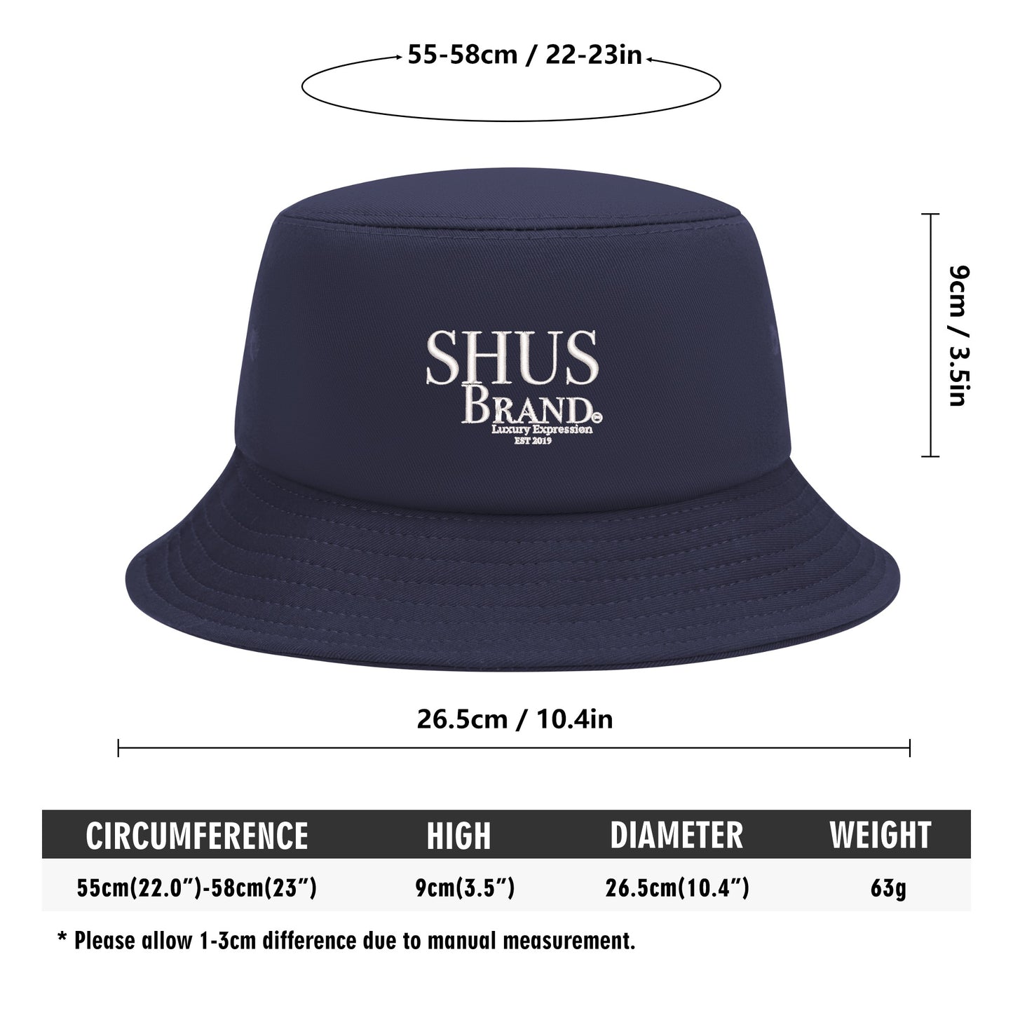 SHUS Brand luxury Embroidered Bucket Hats
