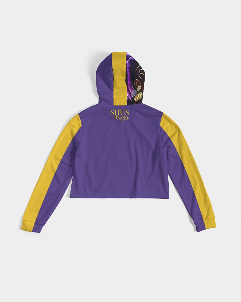 Bitcoin and The Lady in Purple Women's All-Over Print Cropped Hoodie