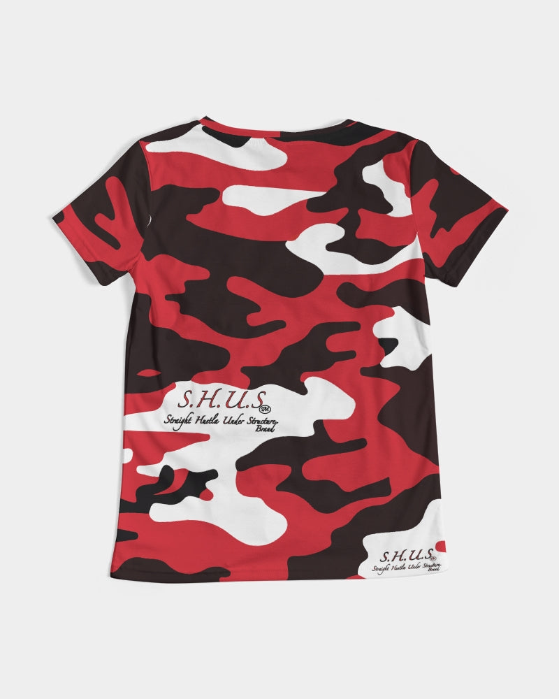 Red Camo Luxury Women's V-Neck Tee