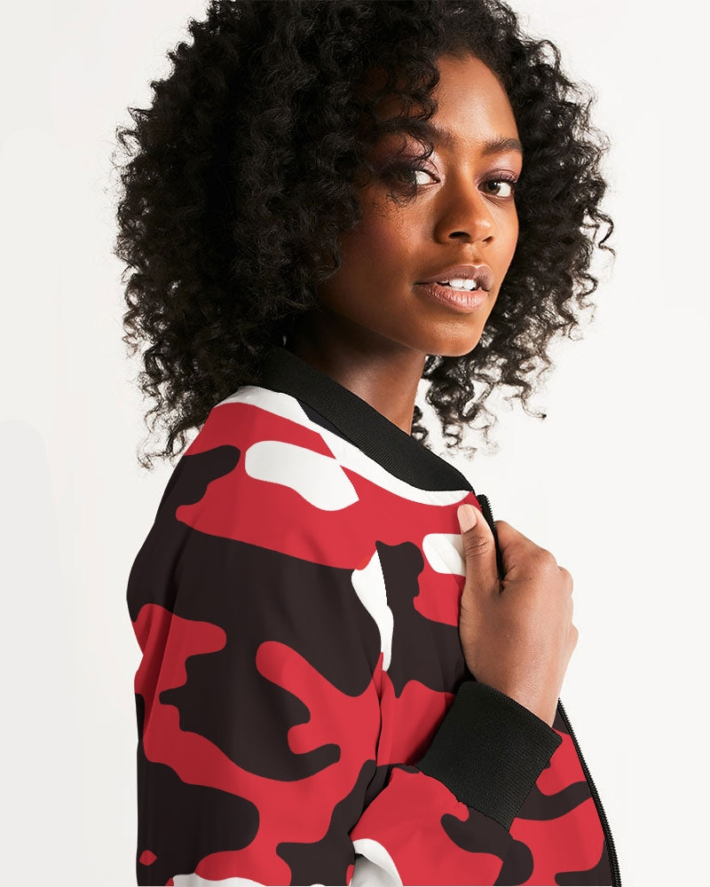 SHUS Brand Red Camo Luxury Women's Bomber Jacket