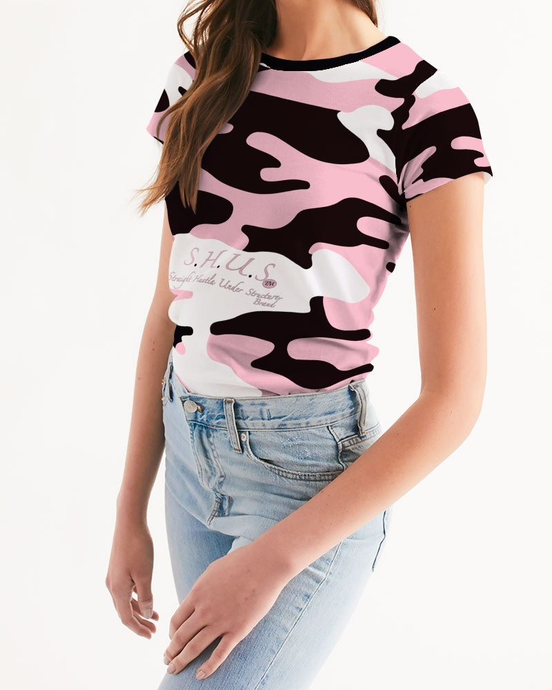 SHUS Brand Pink & Ready Camo Women's luxury Tee