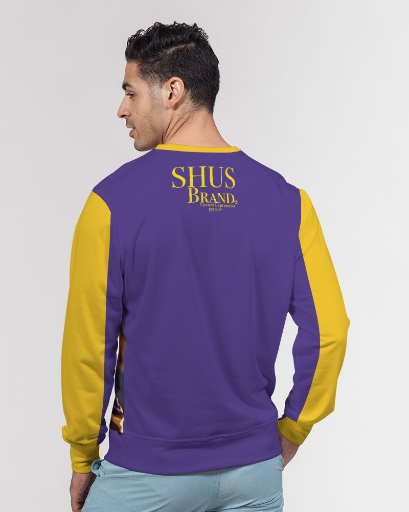 Bitcoin and The Lady in Purple Men's All-Over Print Classic French Terry Crewneck Pullover