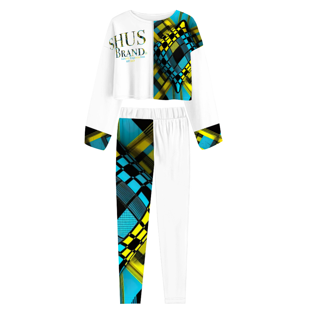 SHUS Brand luxury Women's Two Piece Outfits Long Sleeve Zipper Top and Trousers Set