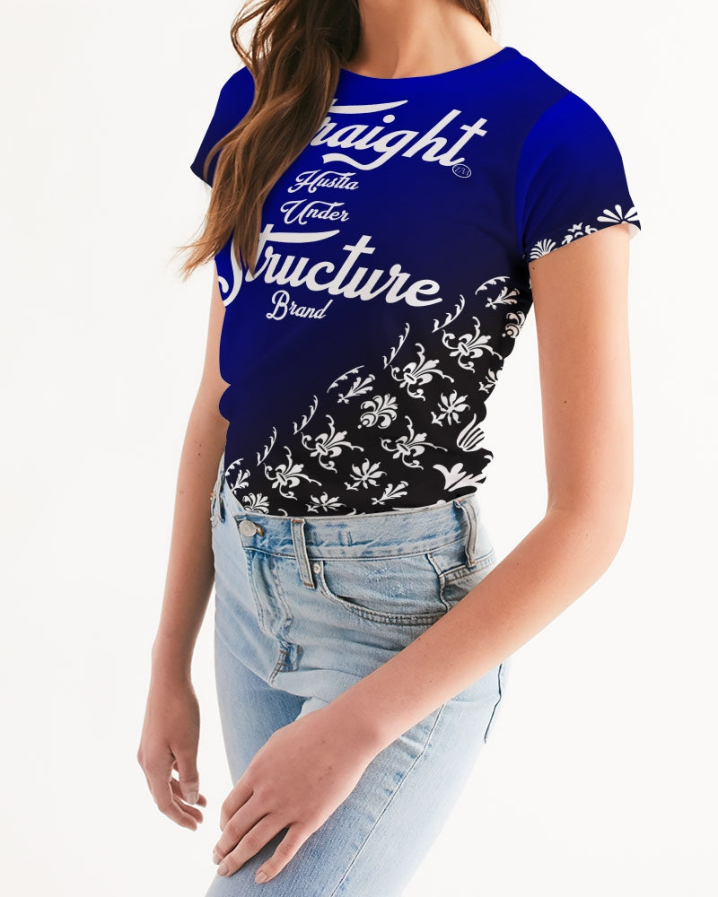 SHUS Brand luxury Designer Blue Black Women's Tee