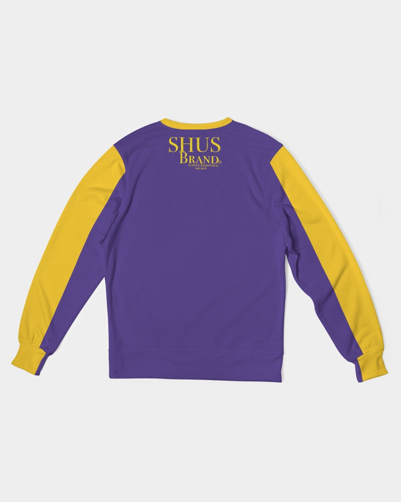 Bitcoin and The Lady in Purple Men's All-Over Print Classic French Terry Crewneck Pullover