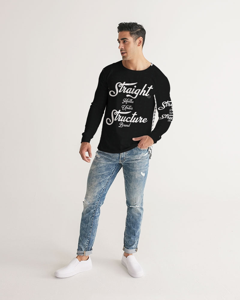 SHUS Brand Upscale Black Luxury Men's Long Sleeve Tee