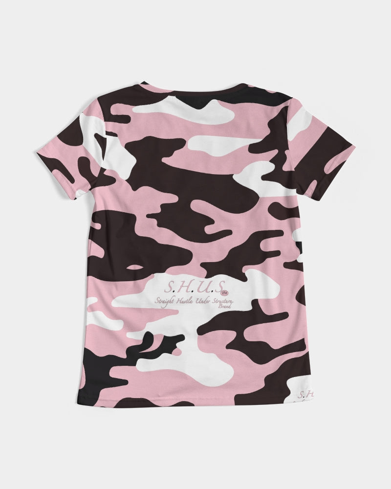 SHUS Brand Pink & Ready Camo Women's luxury V-Neck Tee