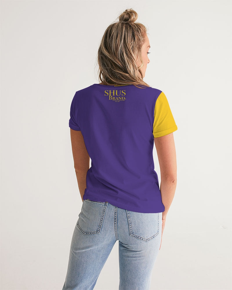 Bitcoin and The Lady in Purple Women's All-Over Print V-Neck Tee