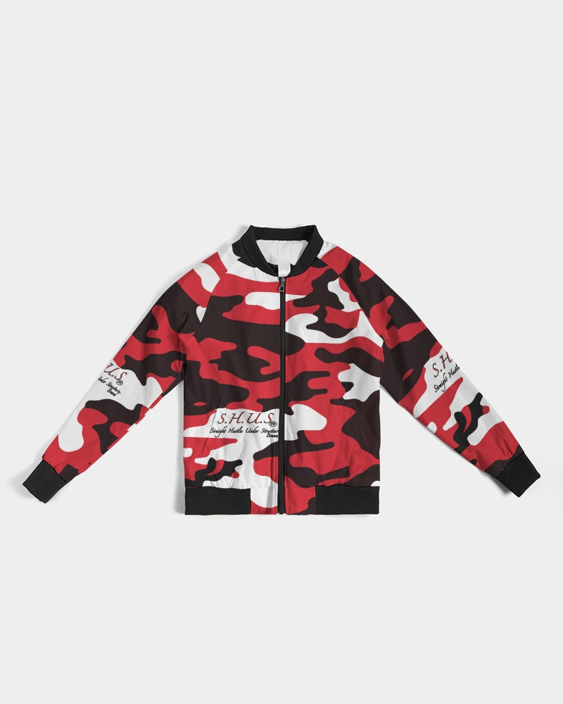 SHUS Brand Red Camo Luxury Women's Bomber Jacket
