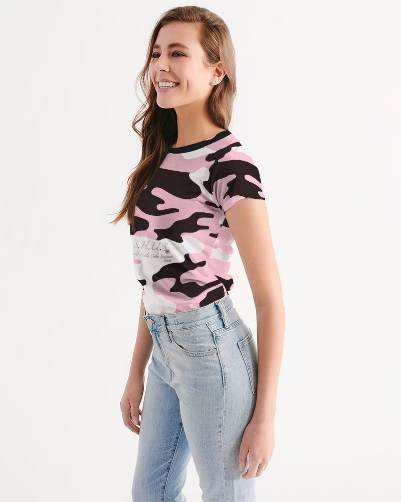 SHUS Brand Pink & Ready Camo Women's luxury Tee