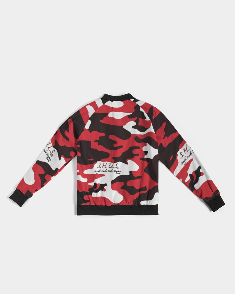 SHUS Brand Red Camo Luxury Women's Bomber Jacket