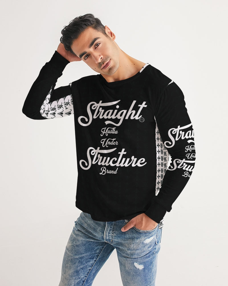 SHUS Brand Upscale Black Luxury Men's Long Sleeve Tee