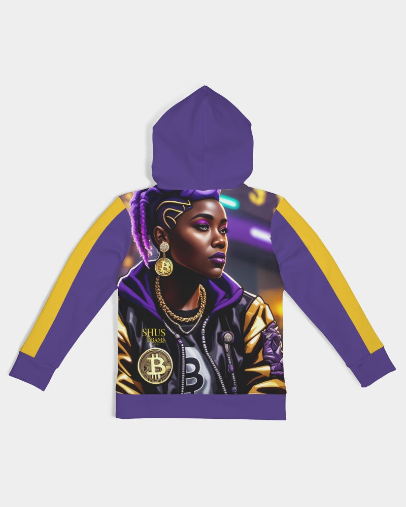 Bitcoin and The Lady in Purple Kids All-Over Print Hoodie