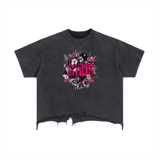 Vintage Wash Boxy Distressed Hem T-Shirt