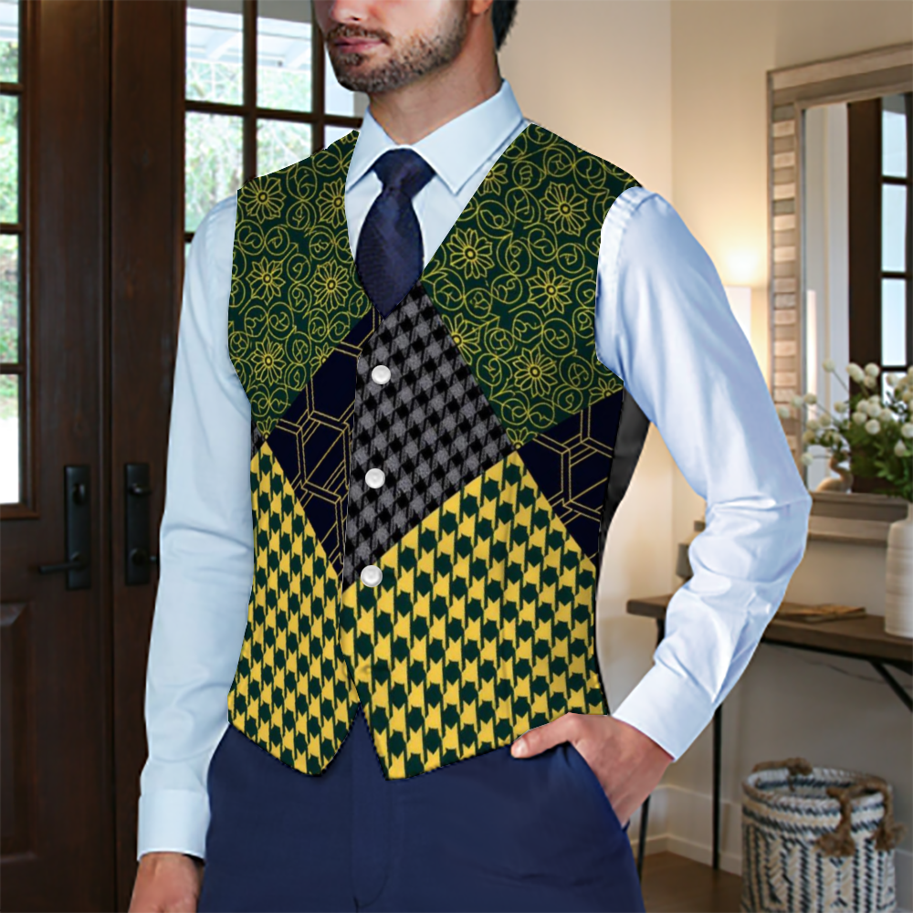 SHUS Brand's All Over Print Men Suit Vest