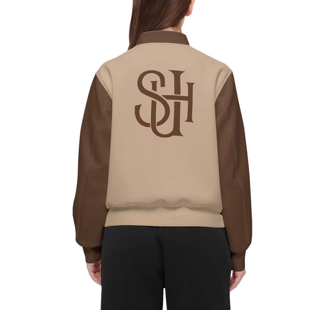 Women's Double Layered Bomber Sports Jacket-Techno Scuba Knit