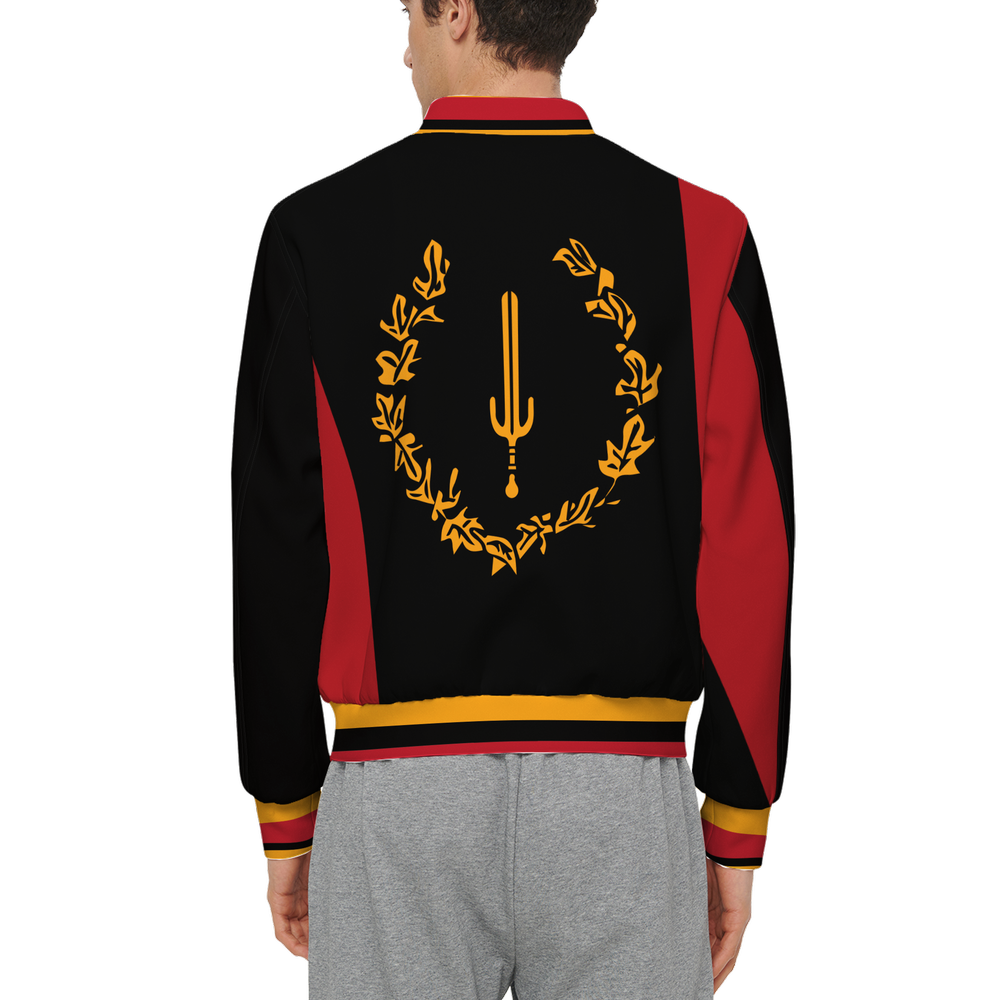 Black American Heritage Flag Men's Double Layered Bomber Sports Jacket-Techno Scuba Knit