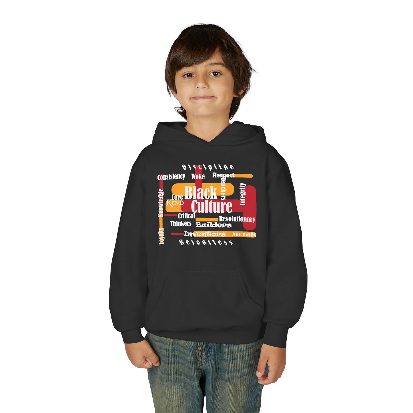 Youth Hoodie — Retro Abstract 'Shus Brand' Graphic Sweatshirt