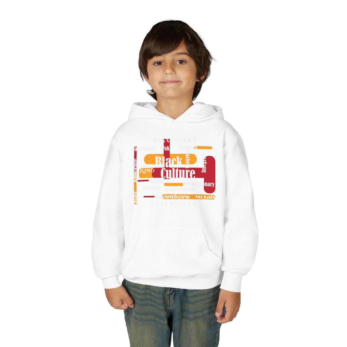 Youth Hoodie — Retro Abstract 'Shus Brand' Graphic Sweatshirt