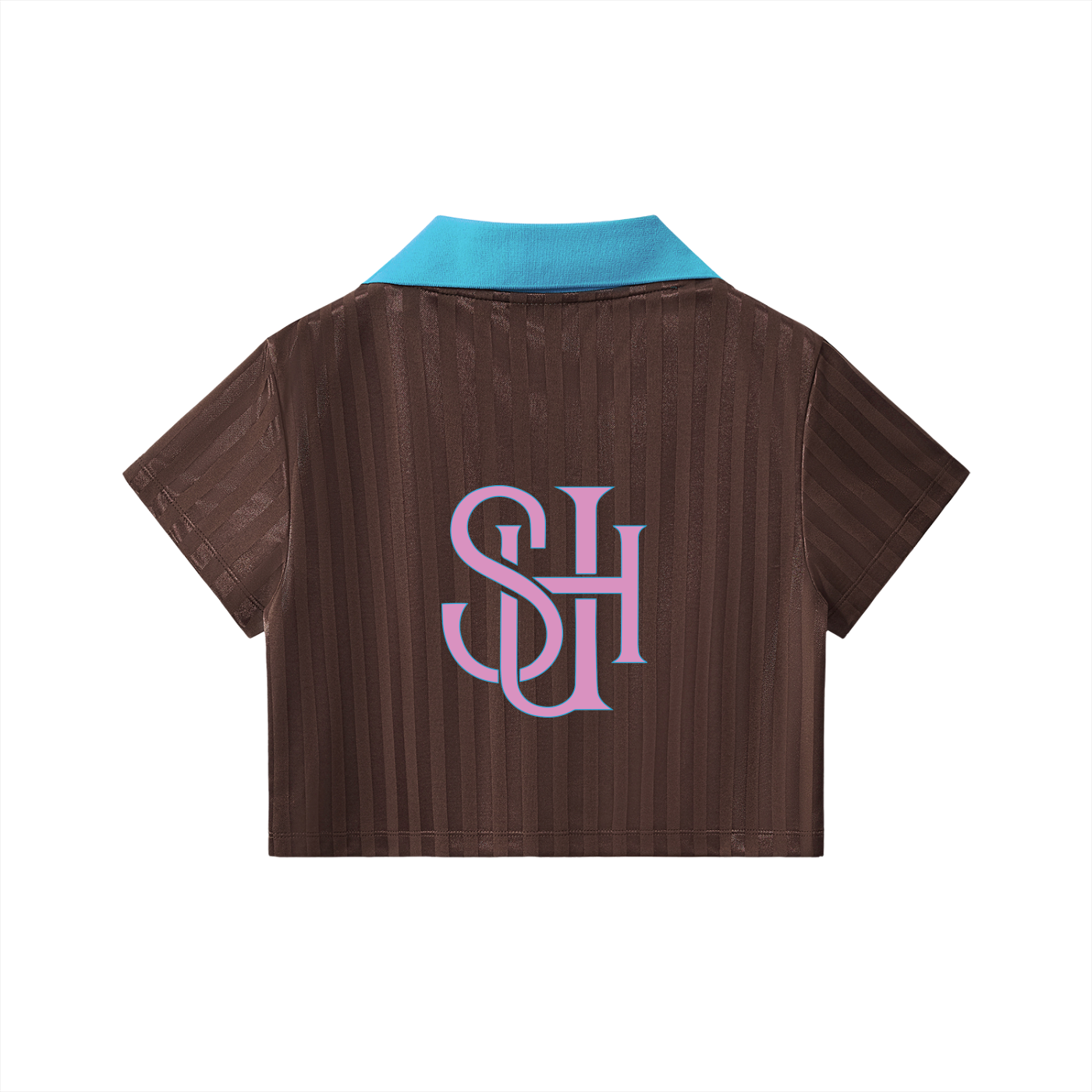 SH Logo Contrast Collar Striped Cropped Jersey