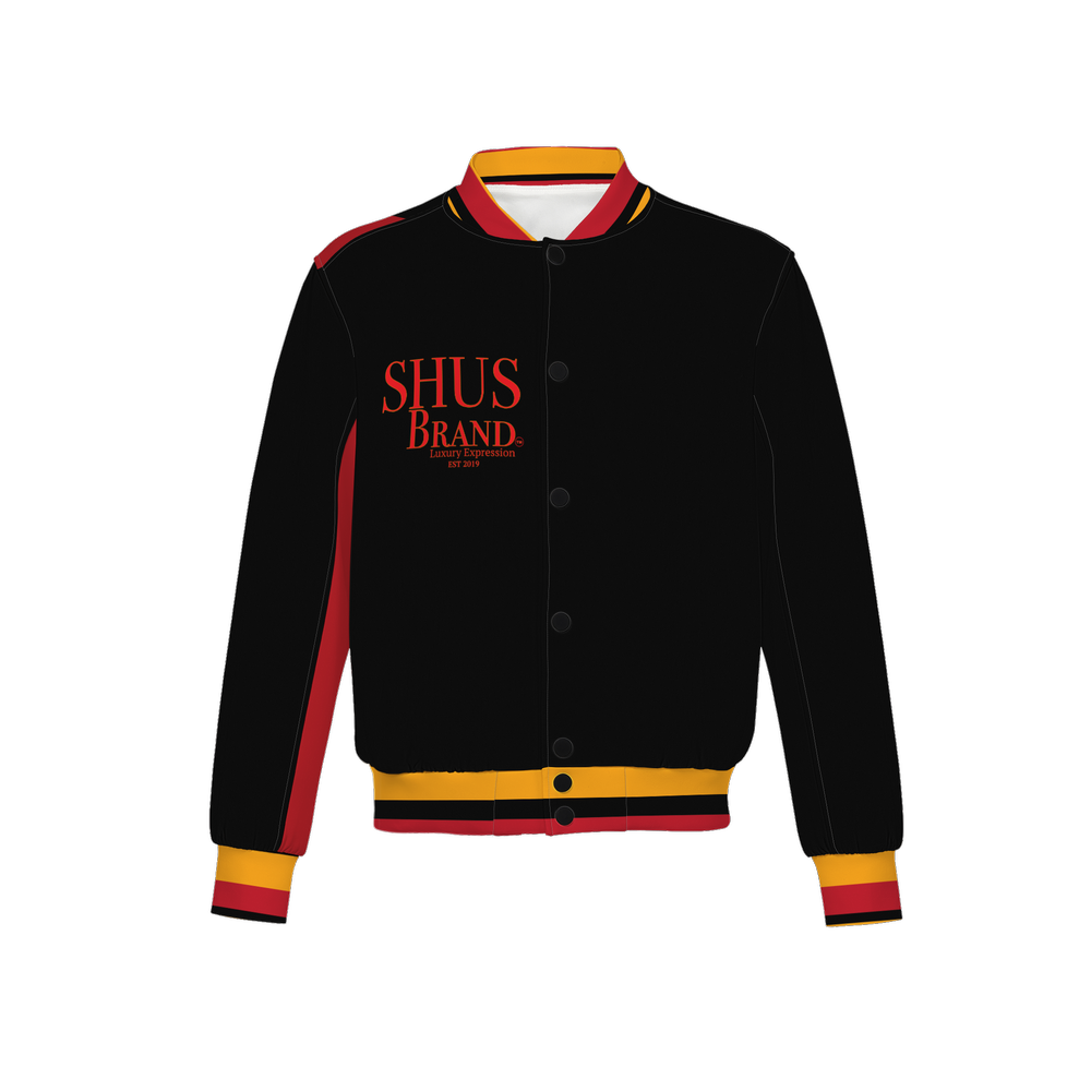 Black American Heritage Flag Men's Double Layered Bomber Sports Jacket-Techno Scuba Knit