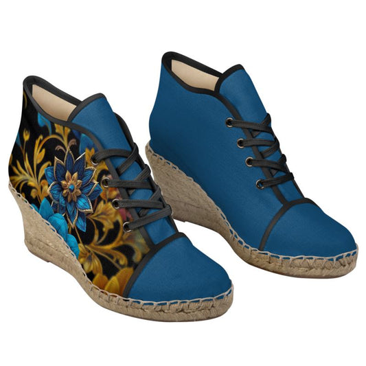 SHUS Brand Ladies luxury Wedge Espadrilles "BLUE"