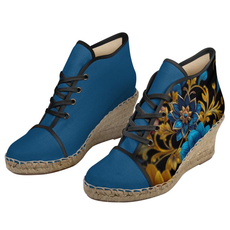SHUS Brand Ladies luxury Wedge Espadrilles "BLUE"