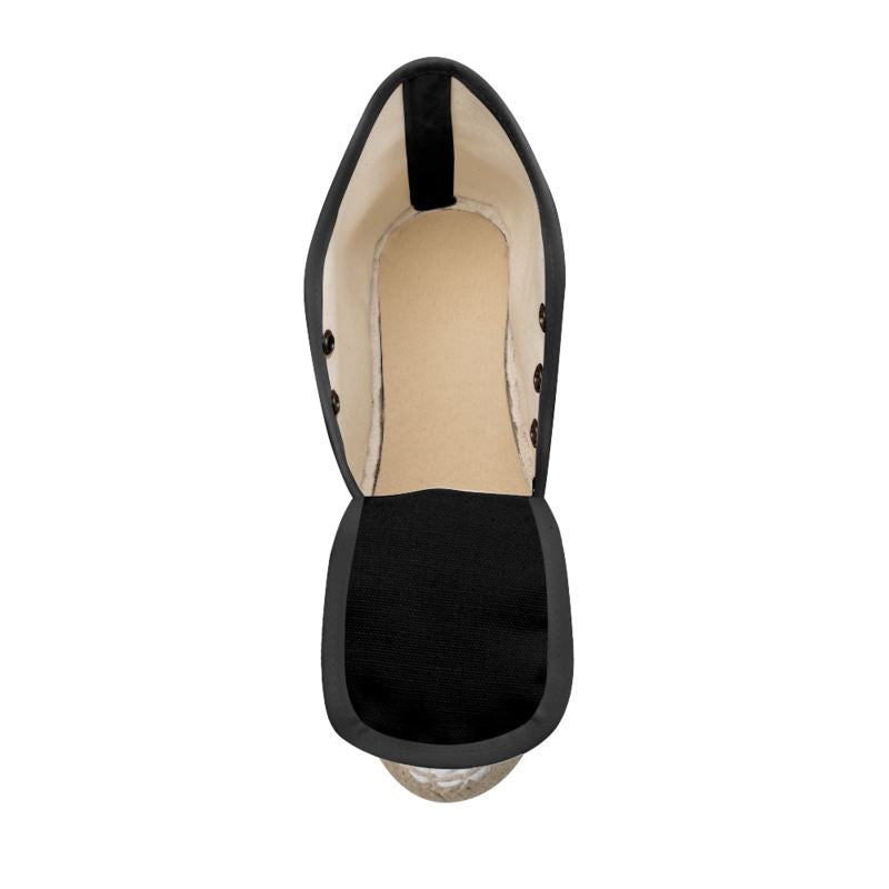 SHUS Brand Ladies luxury Wedge Espadrilles "BLACK"