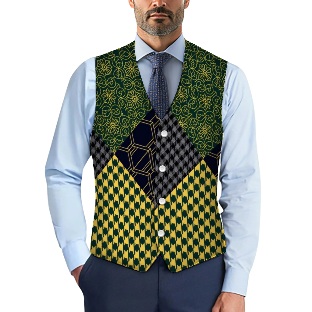 SHUS Brand's All Over Print Men Suit Vest