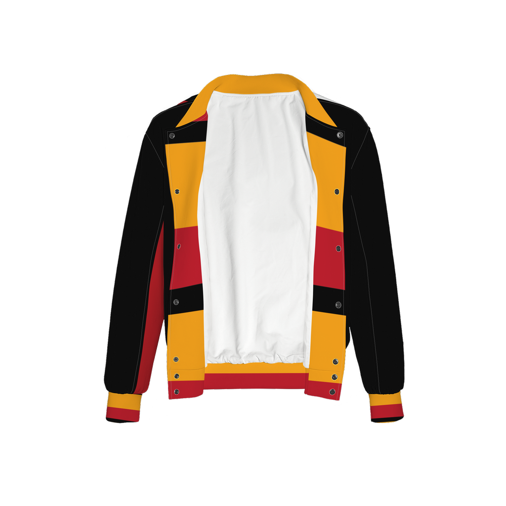 Black American Heritage Flag Men's Double Layered Bomber Sports Jacket-Techno Scuba Knit