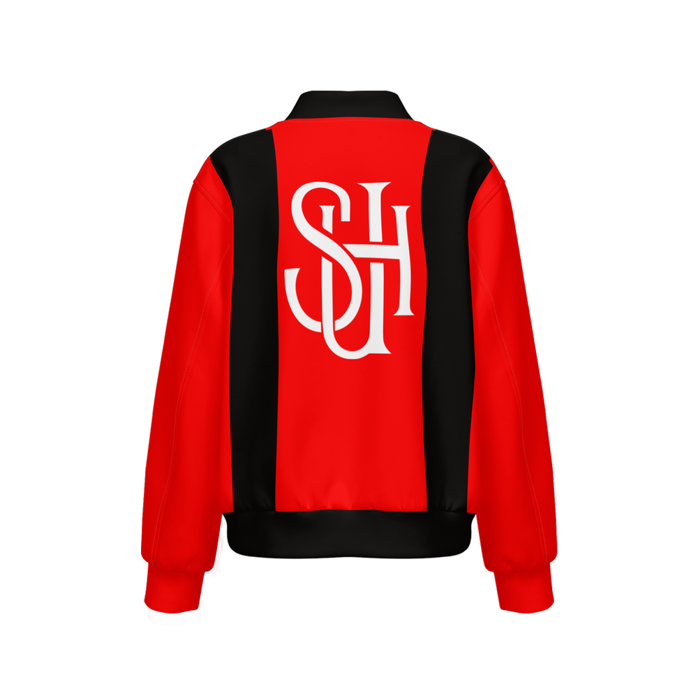 Women's Double Layered Bomber Sports Jacket-Techno Scuba Knit