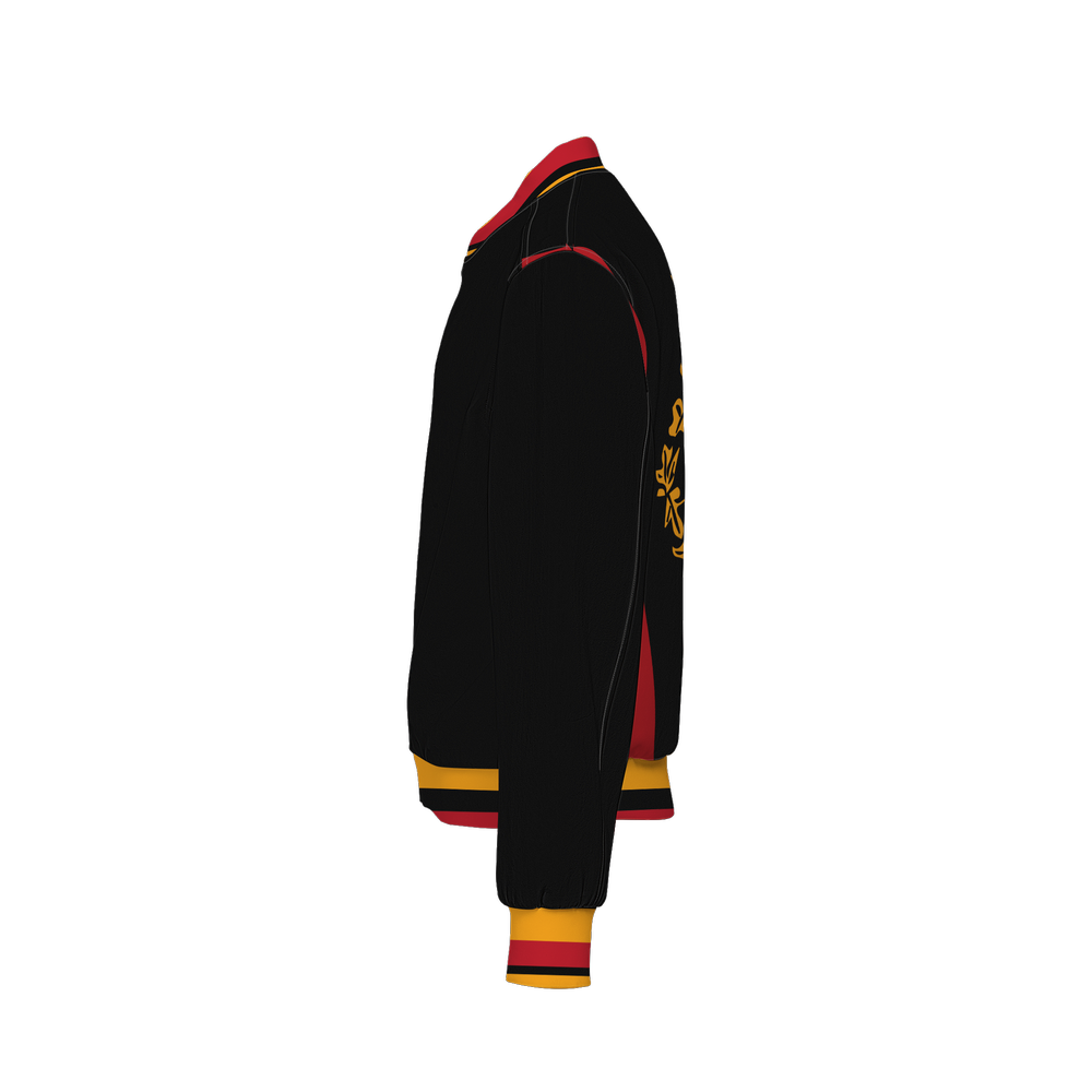 Black American Heritage Flag Men's Double Layered Bomber Sports Jacket-Techno Scuba Knit