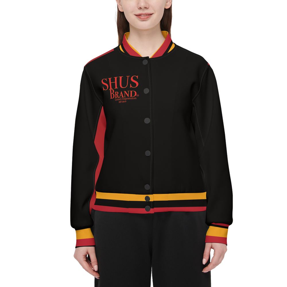Black American Heritage Flag Women's Warm-Up  Fill Bomber Jacket