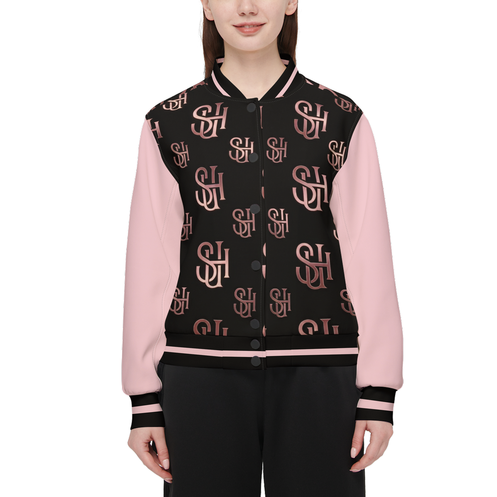 Pink Logo Women's Warm-Up Fill Bomber Jacket