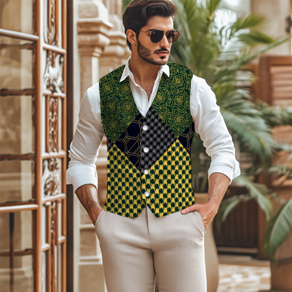 SHUS Brand's All Over Print Men Suit Vest