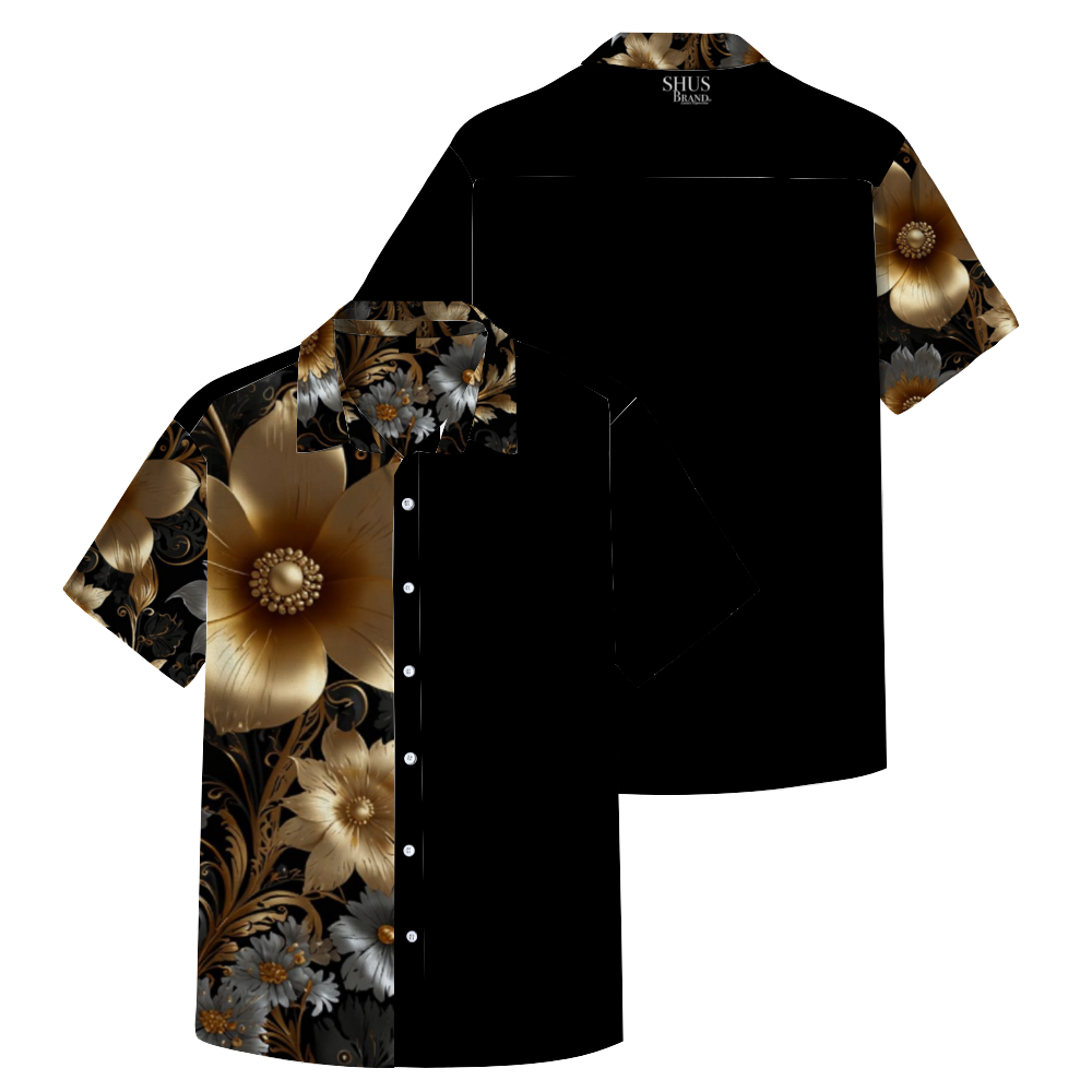 SHUS Brand Luxury  Men's All Over Print Cotton Shirt Comfortable and Stylish T-Shirt