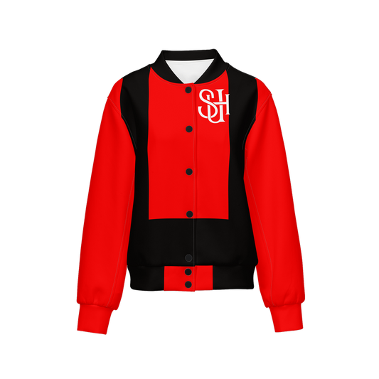 Women's Double Layered Bomber Sports Jacket-Techno Scuba Knit