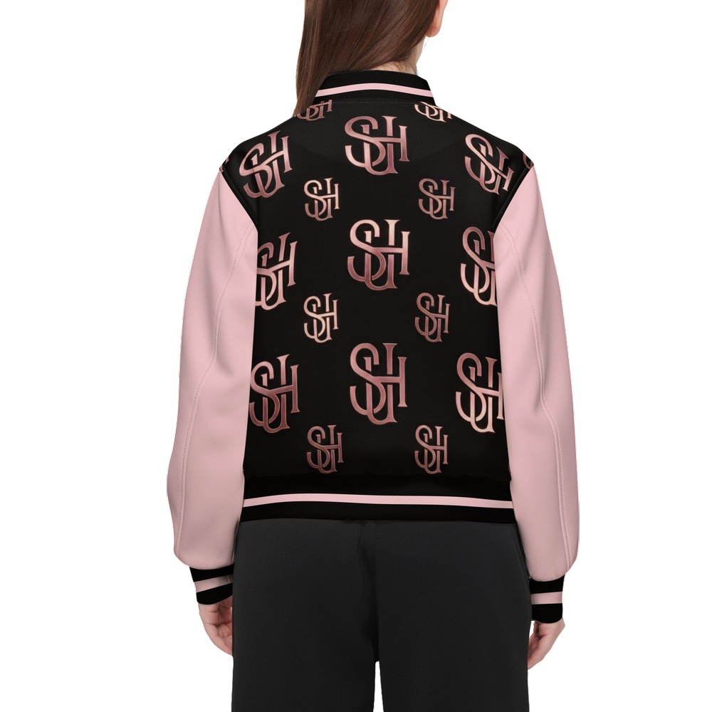 Pink Logo Women's Warm-Up Fill Bomber Jacket