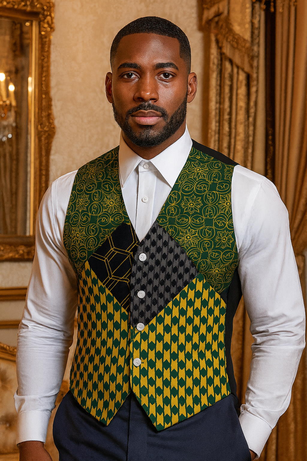 SHUS Brand's All Over Print Men Suit Vest