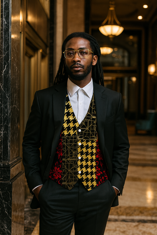 SHUS Brand luxury  Men Suit Vest Jacket  Deco Damask