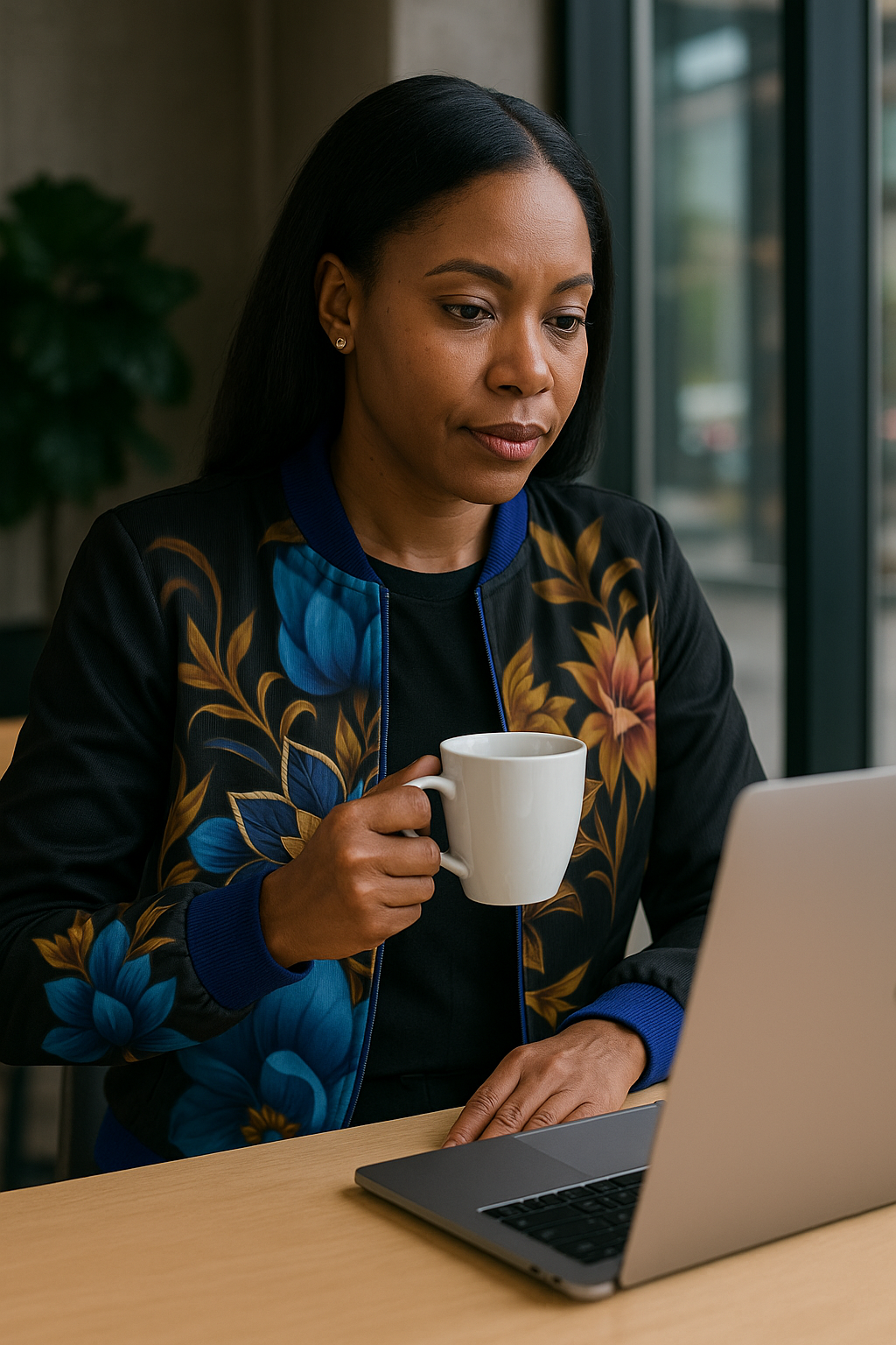 SHUS Brand Women's Reversible 100%  Silk Bomber Jacket