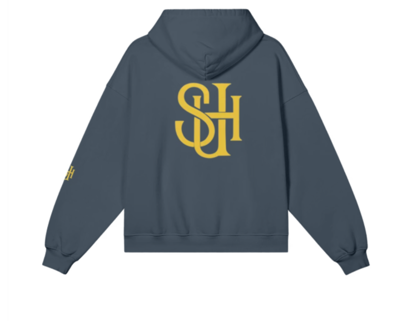 No Front Logo Embroidery Back and Left Sleeve Zip Hoodie