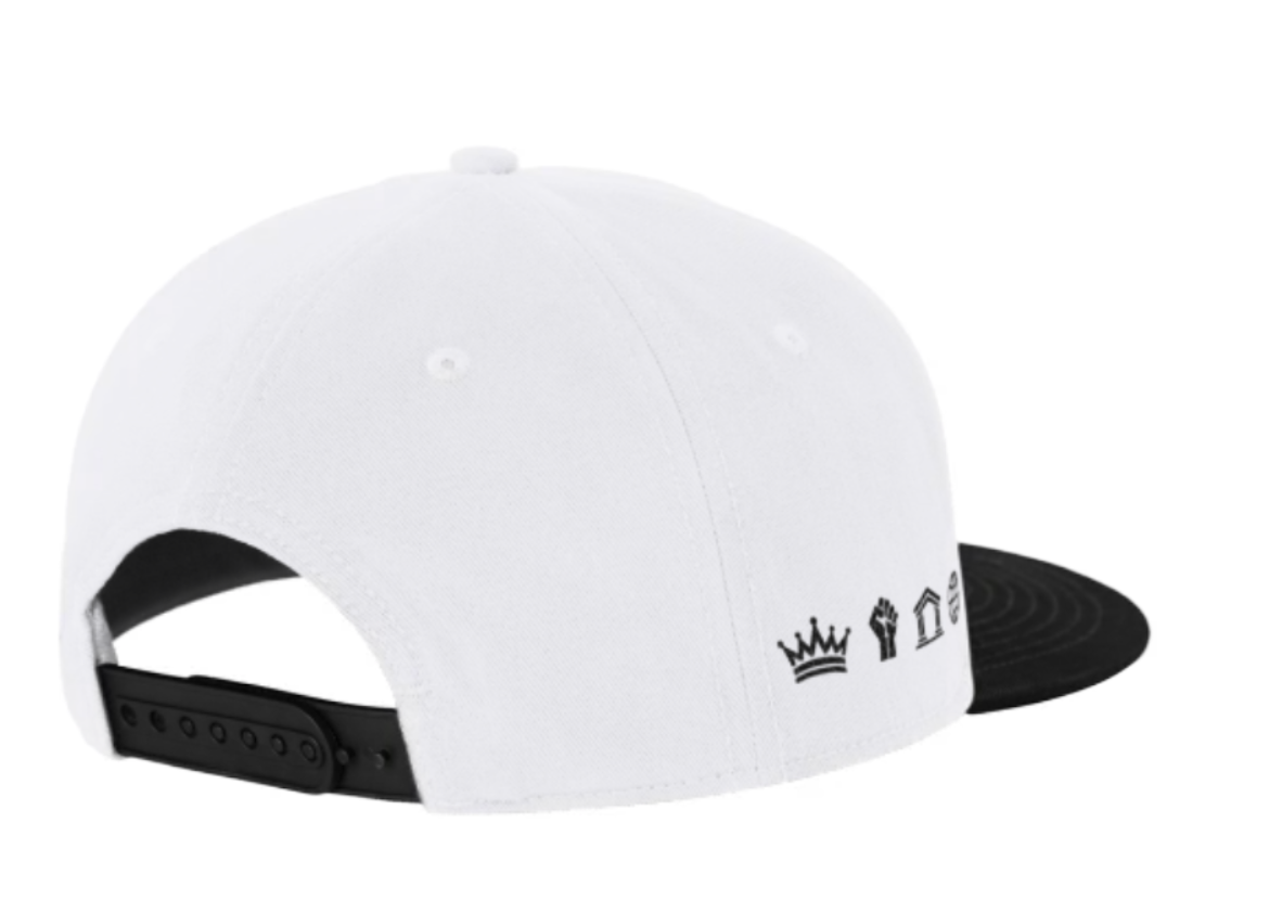 Structured Flat Brim Snapback Cap – 100% Cotton | Black/White