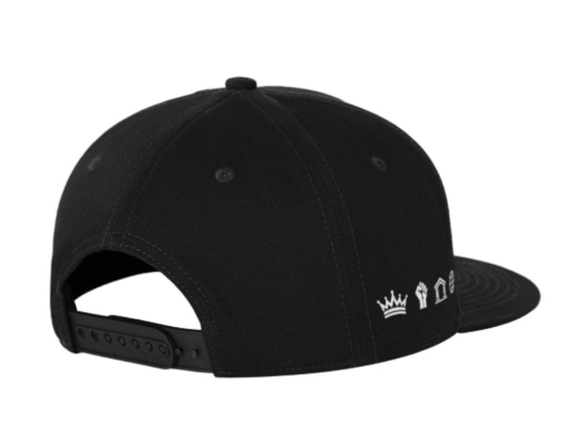 Structured Flat Brim Snapback Cap – 100% Cotton | Black