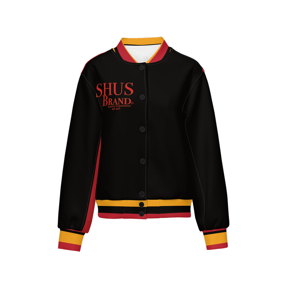 Black American Heritage Flag Women's Warm-Up  Fill Bomber Jacket